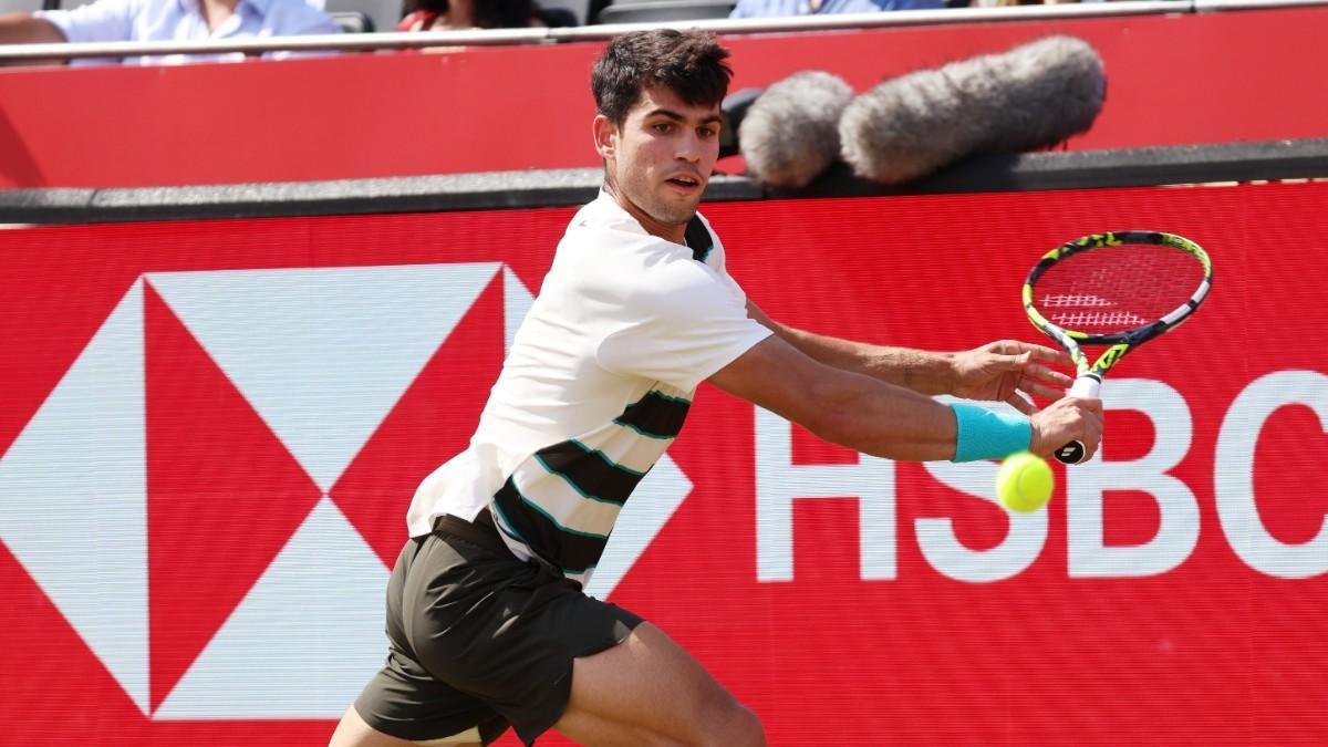 Carlos Alcaraz, durante su debut en Queen's