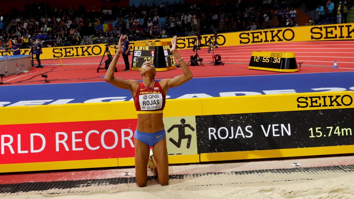 Yulimar Rojas, tras saltar 15,74 en el Mundial de Belgrado