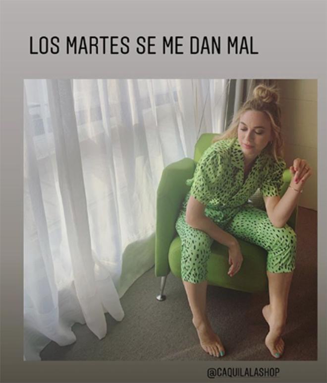 Marta Hazas con conjunto verde print animal