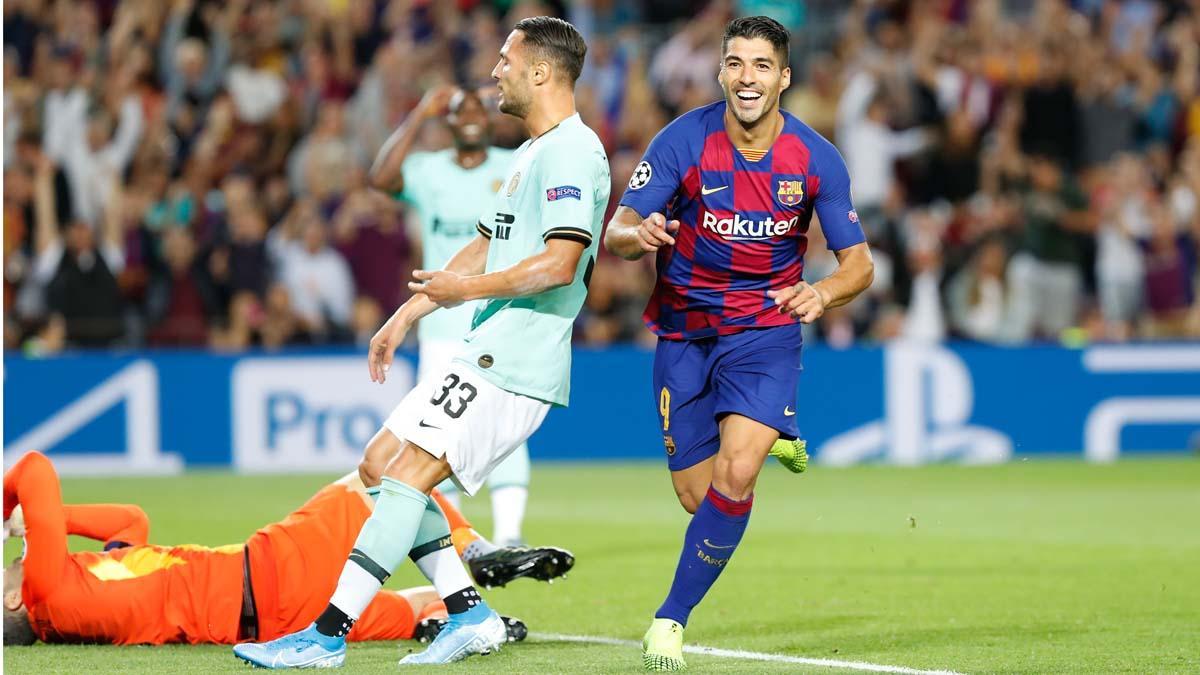 Suárez se apuntó un doblete en el último Barça - Inter de Champions en el Camp Nou (2-1), en octubre de 2019