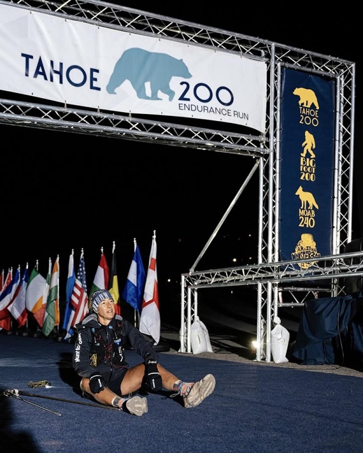 Manuela Vilaseca, tras su llegada a meta