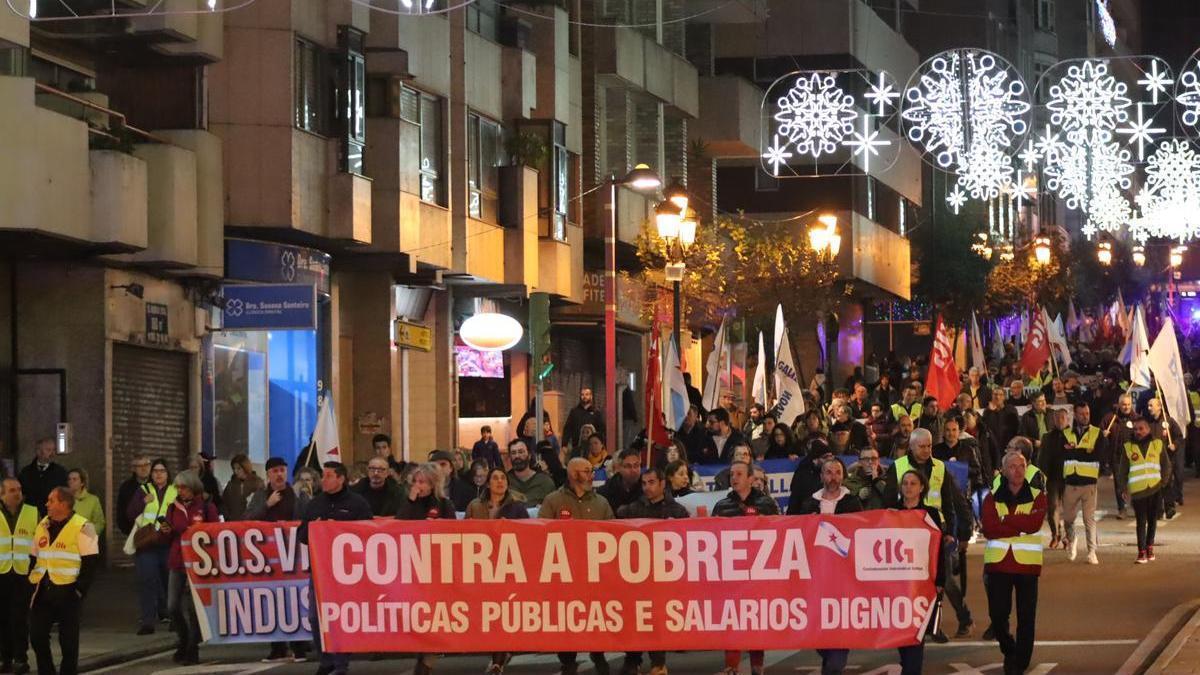 Manifestación de la CIG en Vigo, este martes.