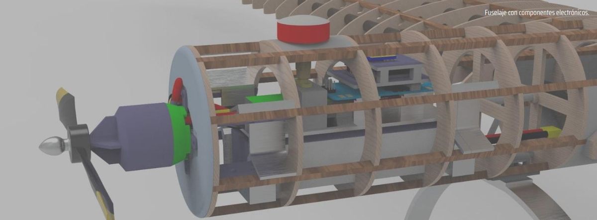 Fuselaje del CORV-0 con componentes electrónicos