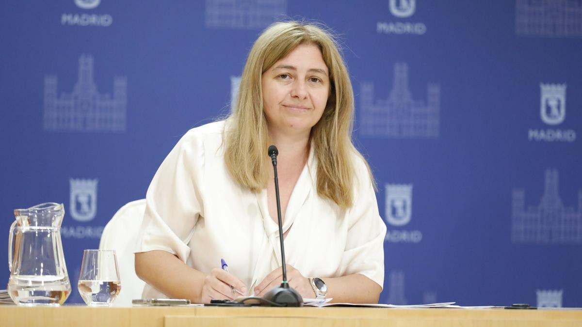 Inmaculada Sanz, portavoz del Ayuntamiento de Madrid, en rueda de prensa.