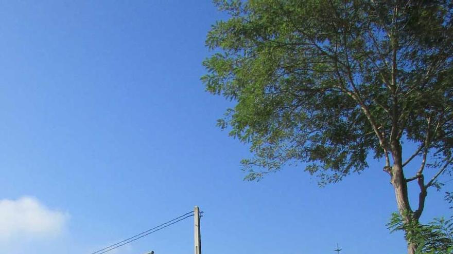 Una de las farolas en la zona de la rotonda de Celoriu.