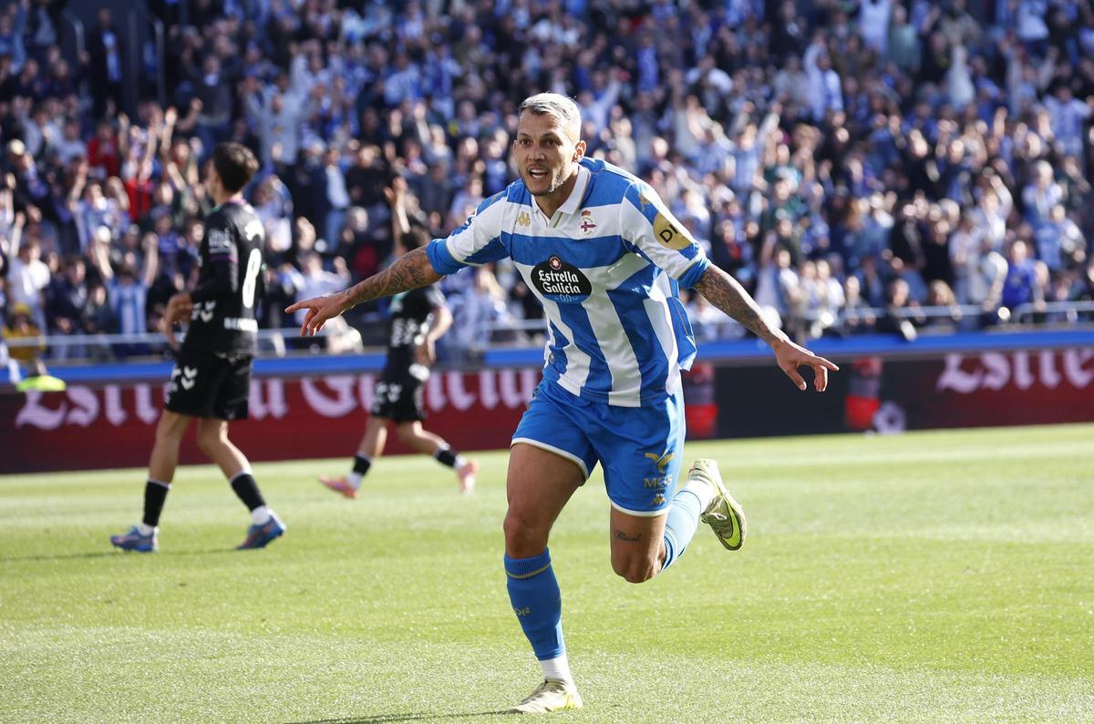 Stoichkov, en el partido contra el Málaga en Riazor.