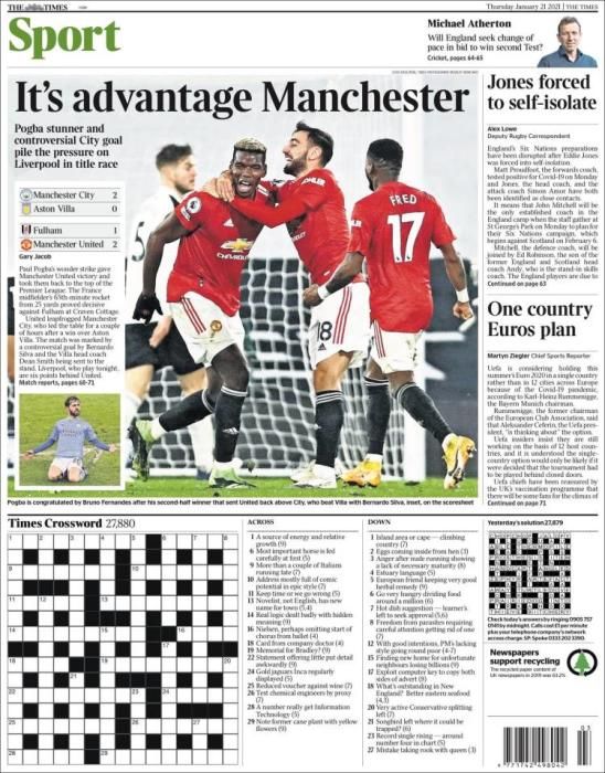 Portada THE TIMES SPORT jueves 21 enero 2021