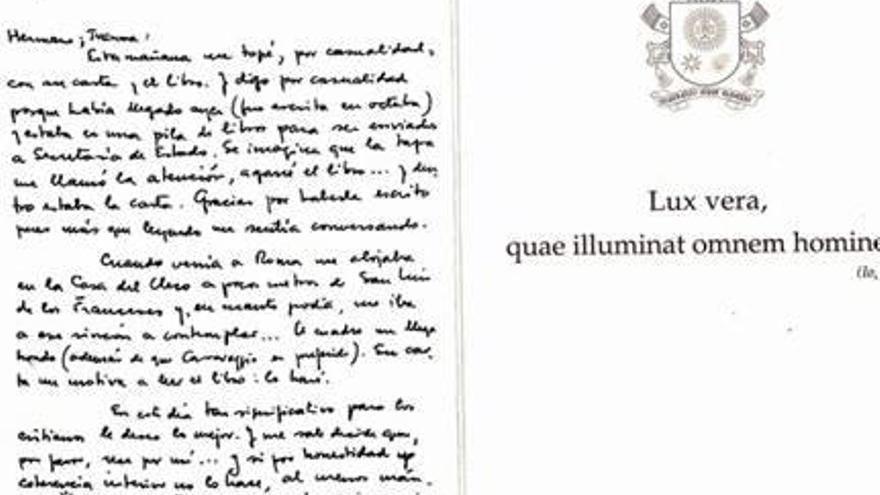 un documento inédito como la carta manuscrita del papa saldrá en breve a subasta por parte de su propietario, el escritor castellonense Juanma Velasco f levante-emv