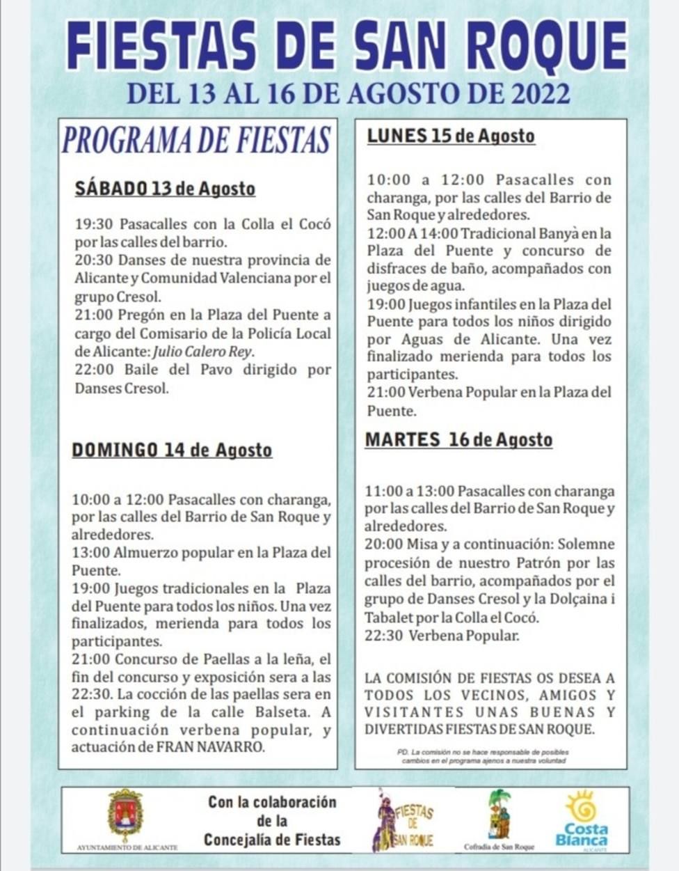 Programa de fiestas de San Roque