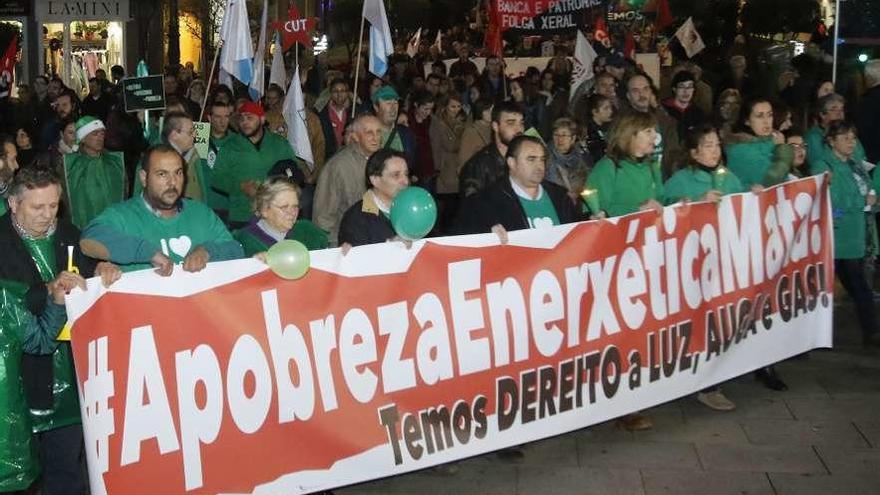 Una protesta en Galicia contra la pobreza energética.