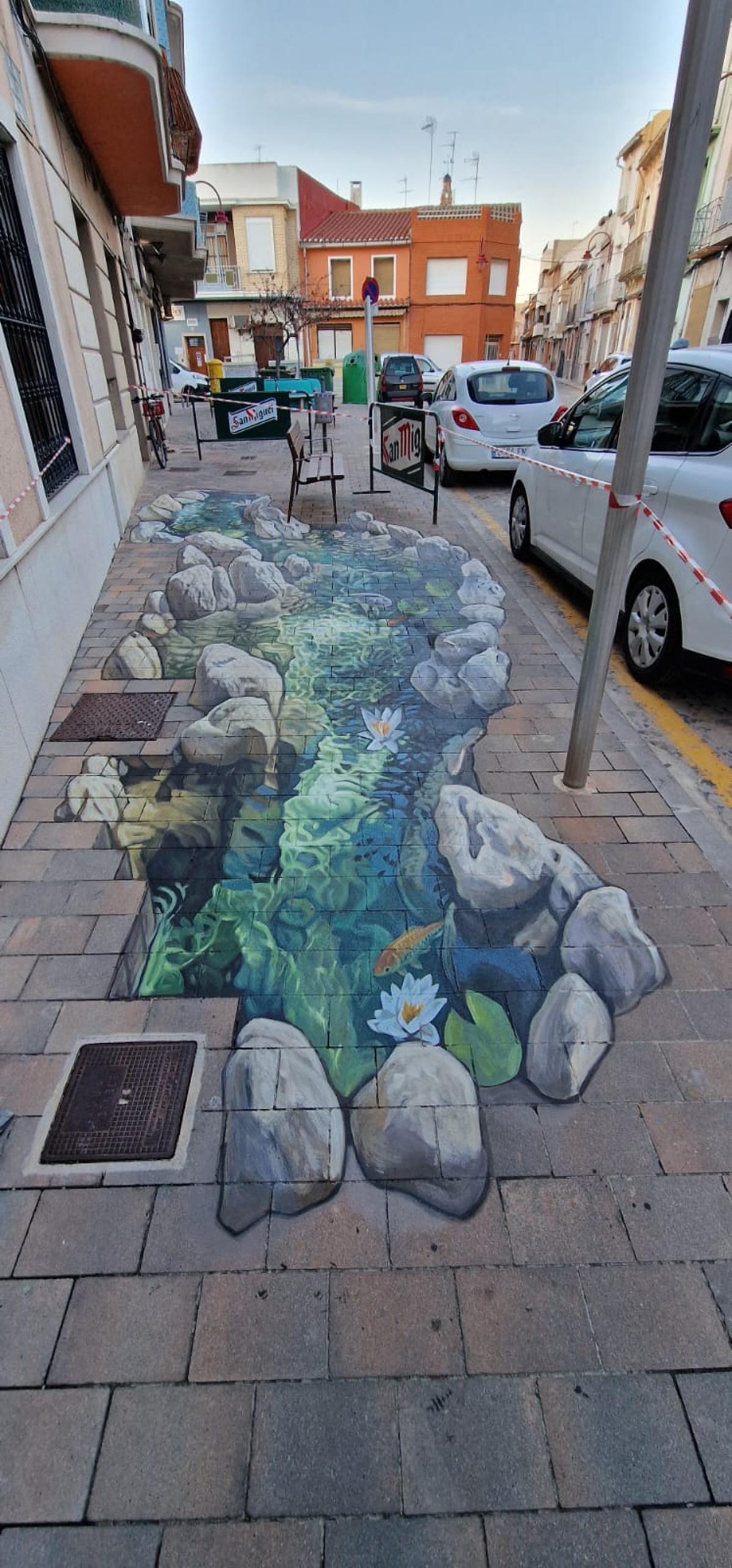 Uno de los murales en 3D.