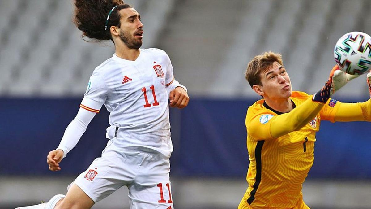 Cucurella, en un partido con la selección española sub-21