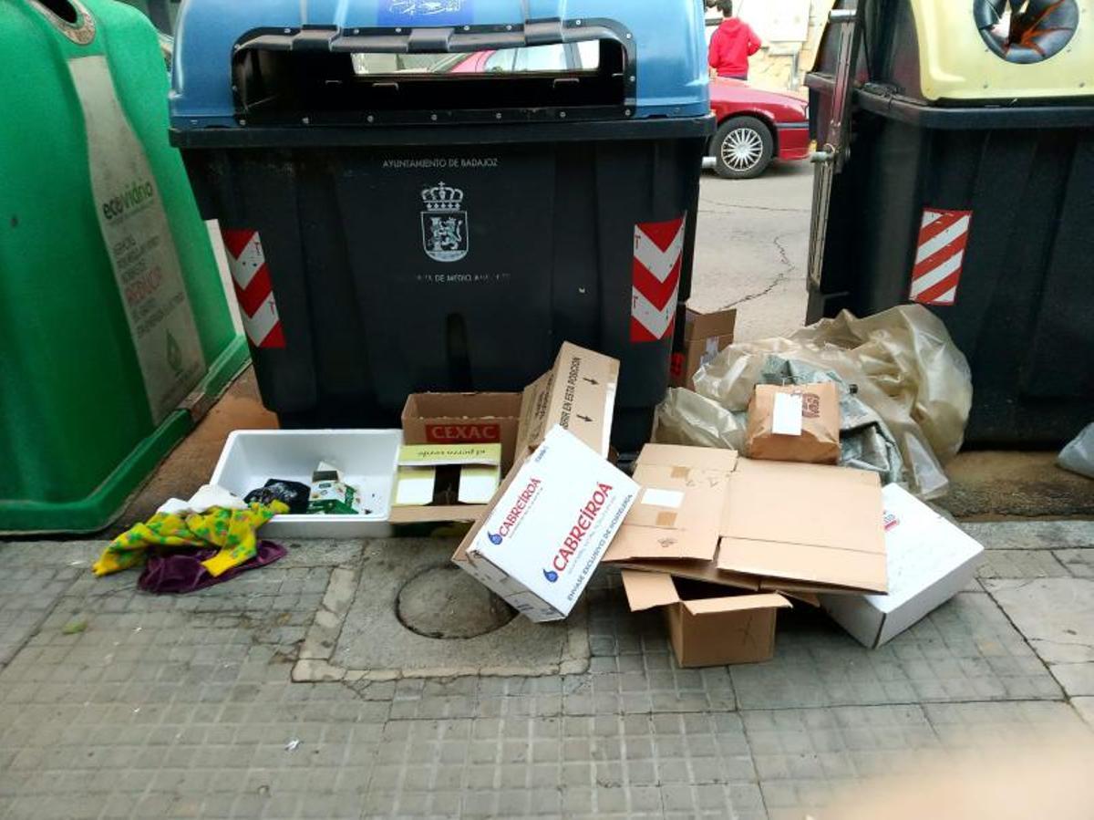 Foto que avisa en la app de la basura encontrada a los pies de una isla de contenedores.