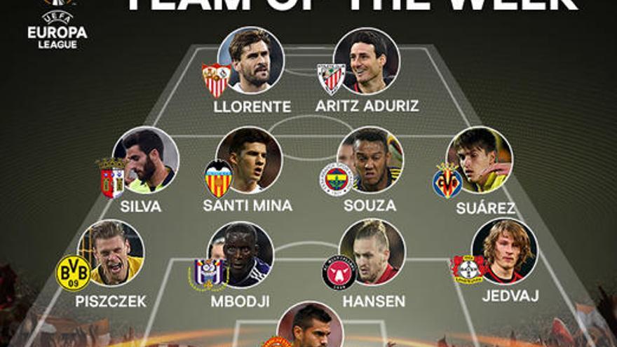 Santi Mina, en el once ideal de la Europa League