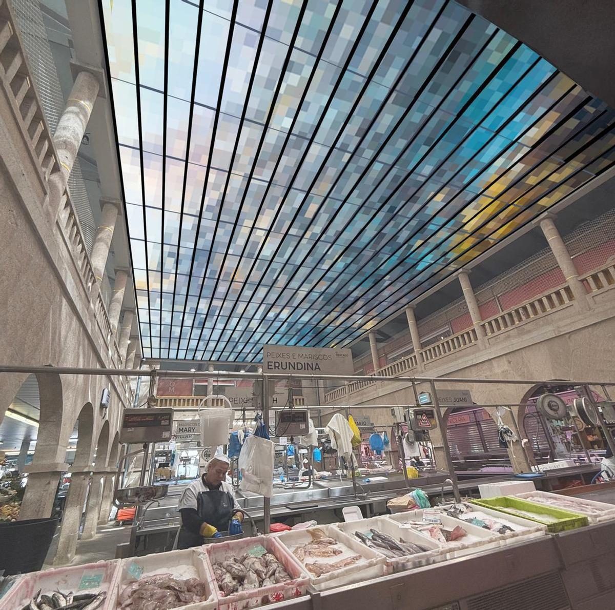 Recreación del futuro lucernario del mercado.