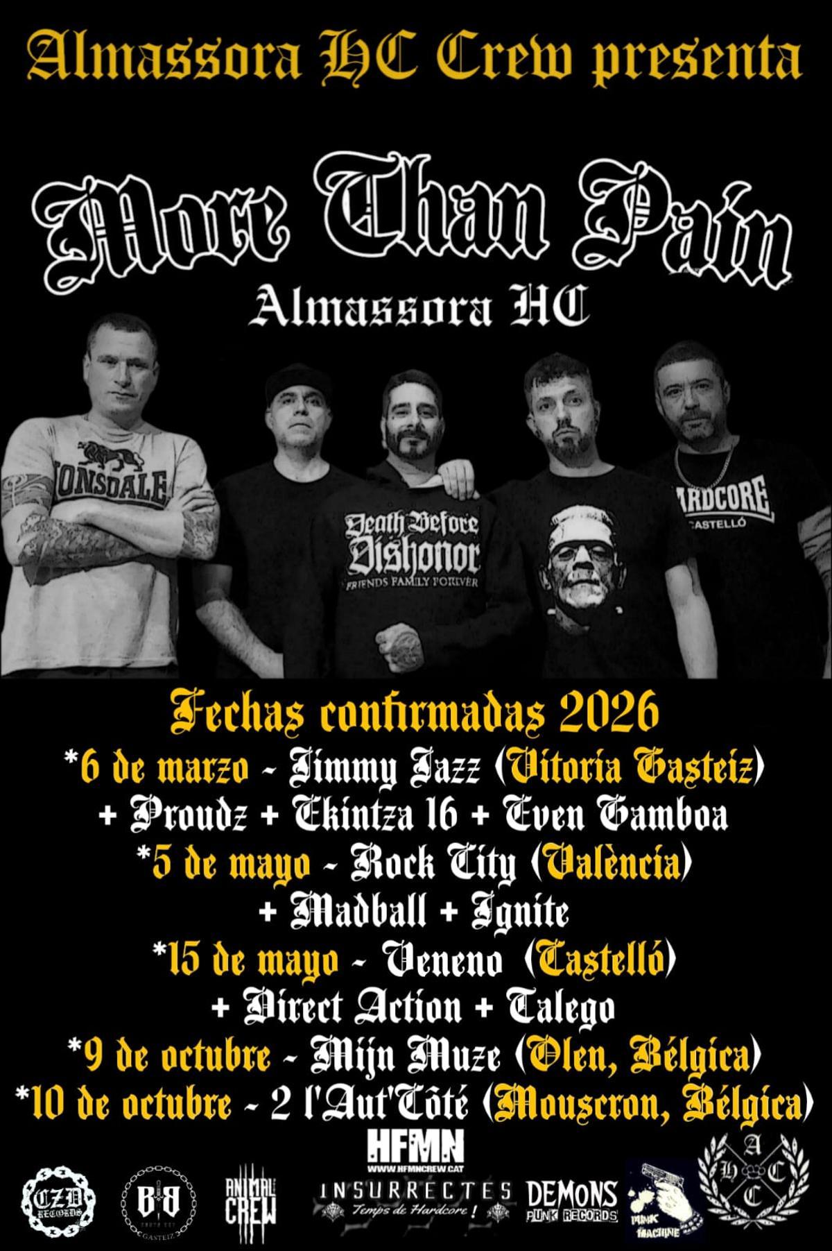 El carte de los conciertos de la gira del grupo almassorense.