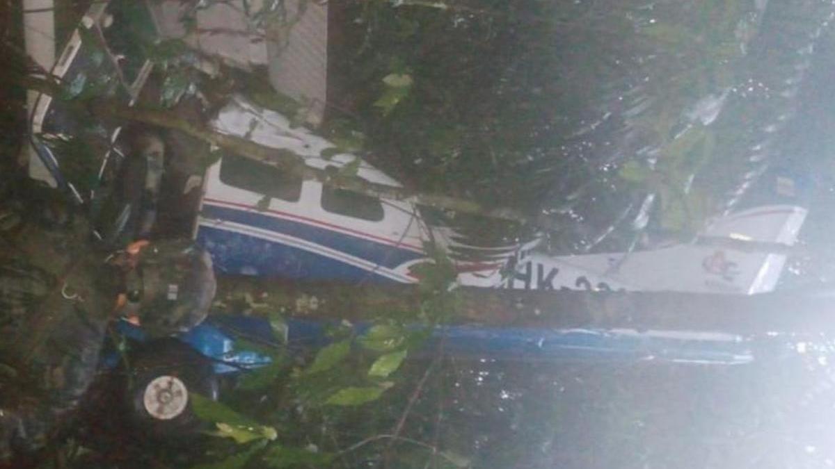 L&#039;avioneta accidentada a la selva colombiana.