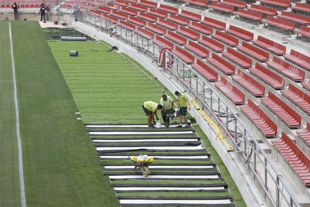 Obres a gol nord i a preferent de l'estadi de Montilivi