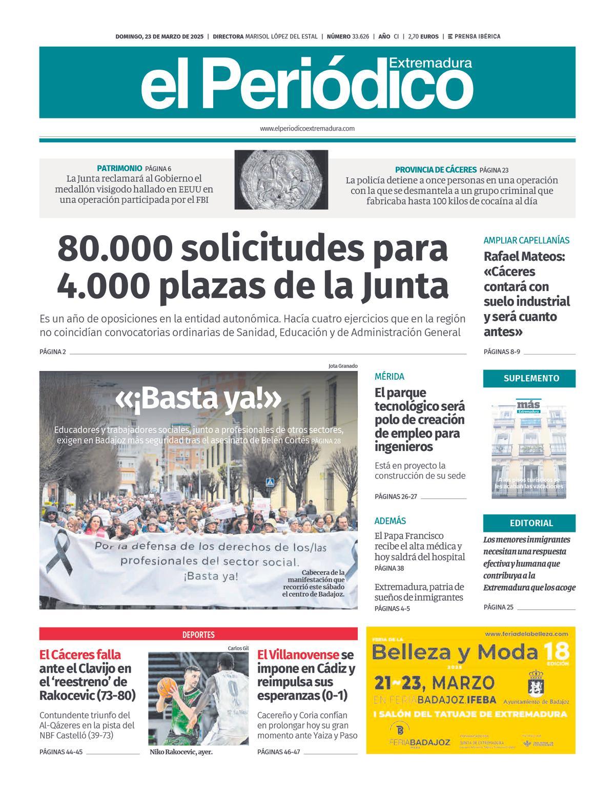 Consulta la portada correspondiente al día 23 de marzo de 2025