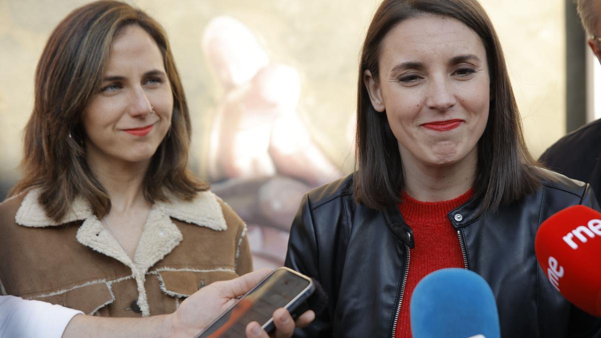 Irene Montero y Ione Belarra, en un acto esta semana.