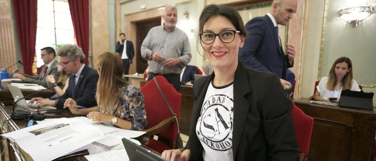 Teresa Franco, en el Pleno de hoy del Ayuntamiento de Murcia.