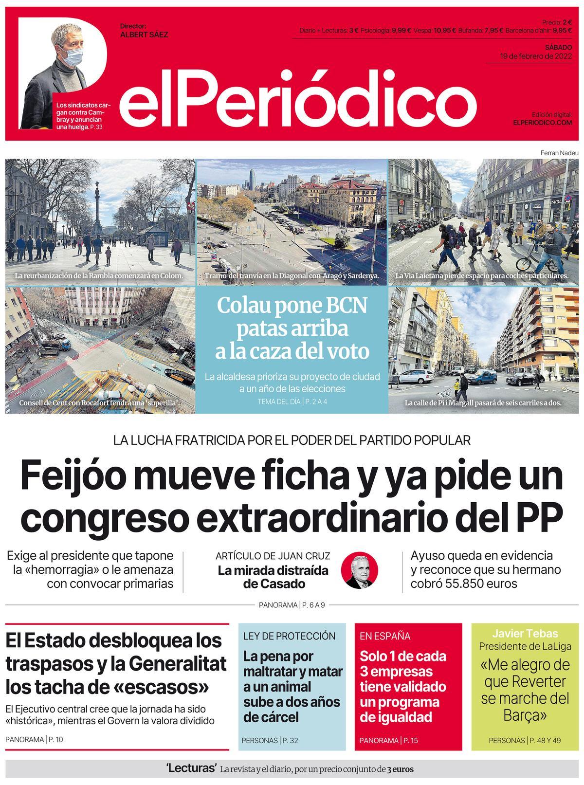 La portada d’EL PERIÓDICO del 19 de febrer del 2022