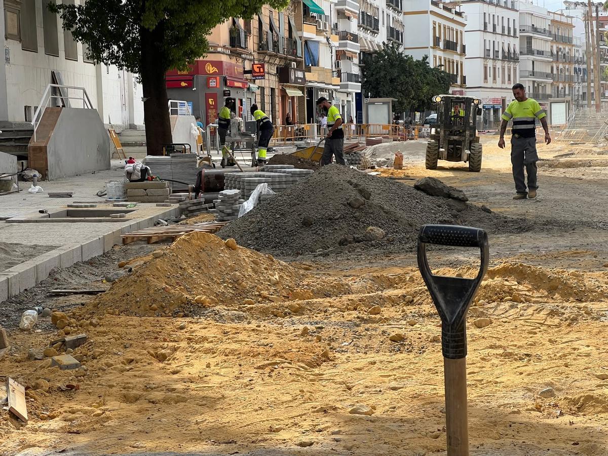 Obras de mejora de la calle Pagés del Corro, Triana, de Sevilla