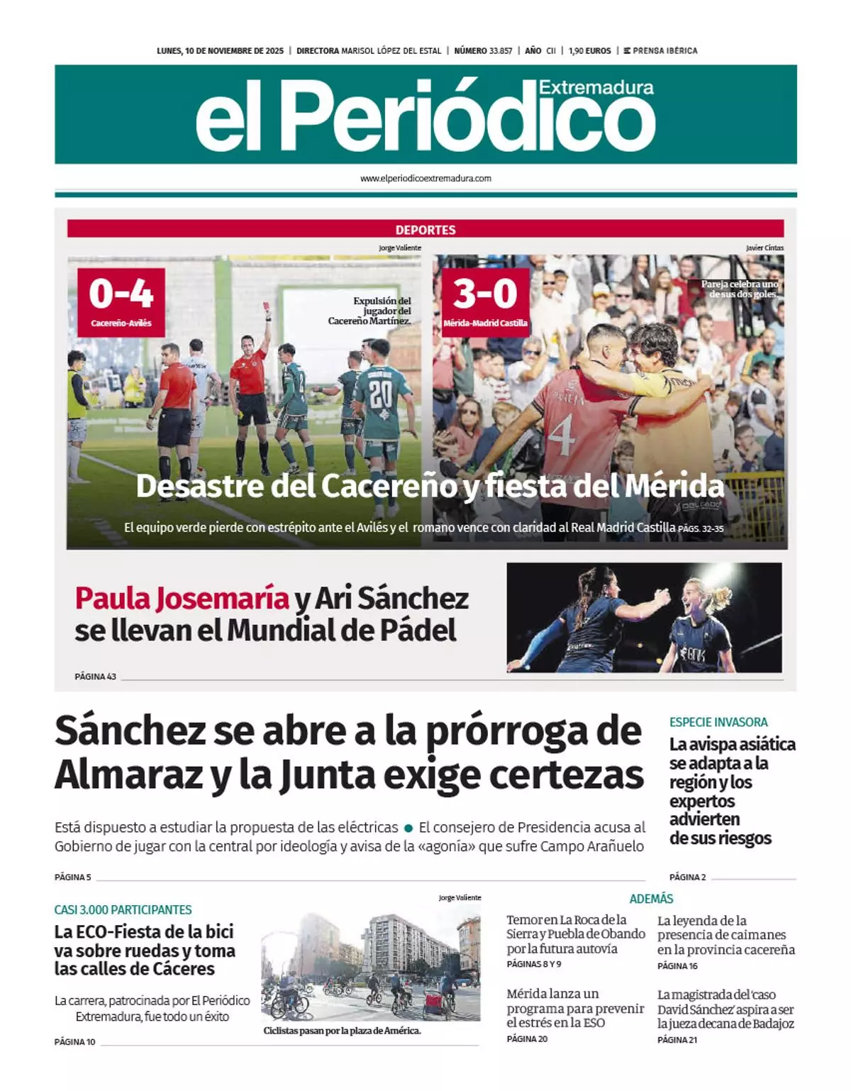 Consulta la portada correspondiente al día 10 de noviembre de 2025