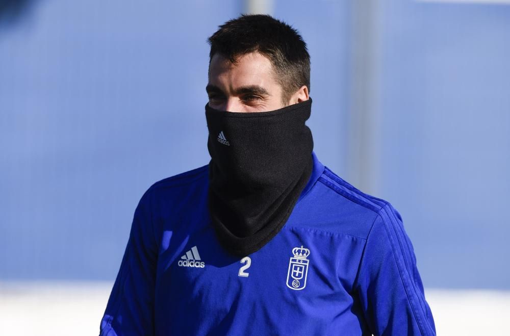 Entrenamiento del Real Oviedo tras ganar en Soria