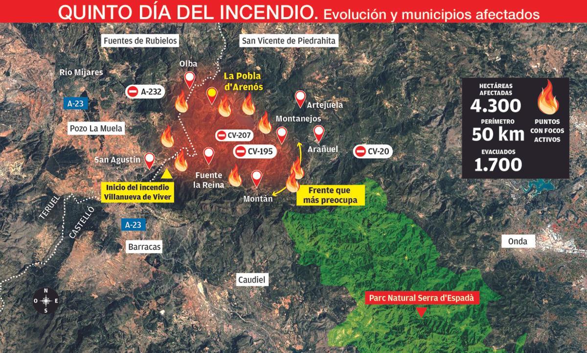 Quinto día del incendio