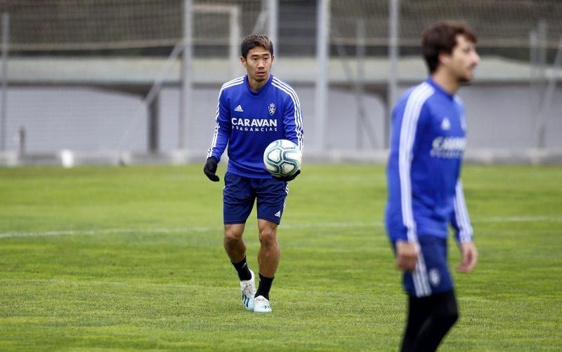 Entrenamiento del Real Zaragoza antes del partido contra la SD Huesca