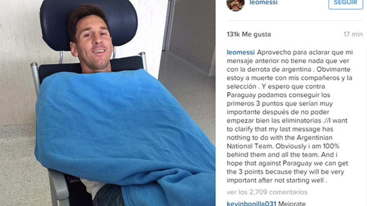 Messi justifica su enigmático mensaje