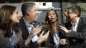 Xavier García Albiol, junto con Alicia Sánchez-Camacho, Andrea Levy y Enric Millo, en el congreso del PPC. 