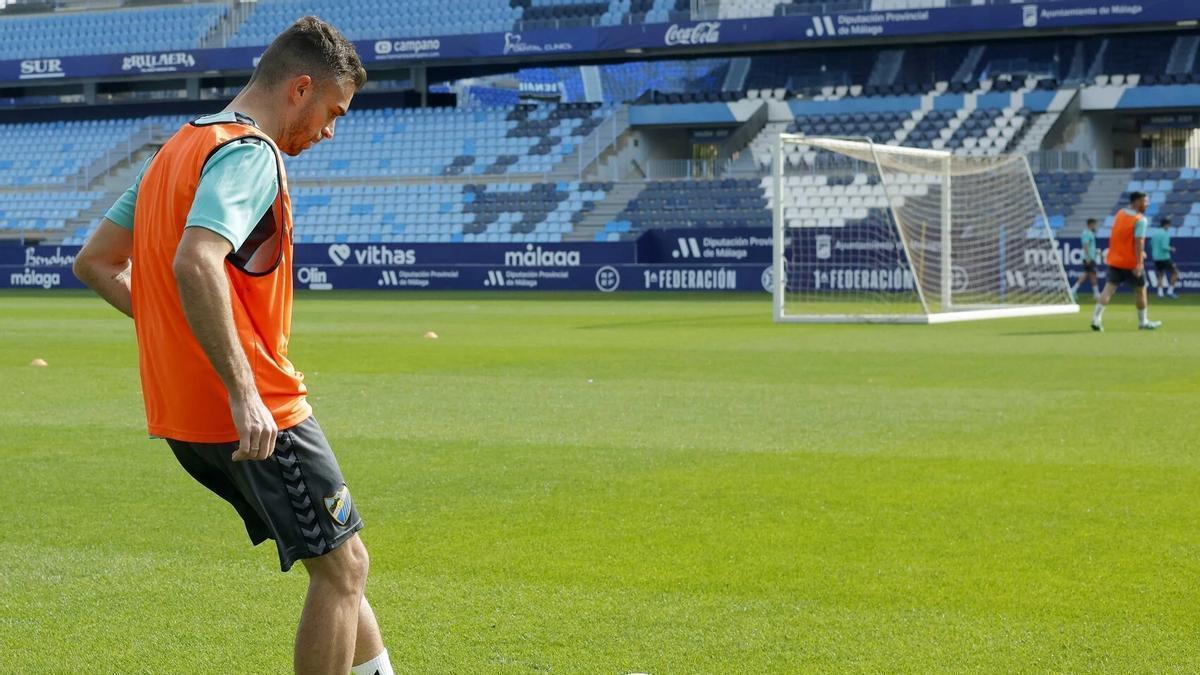 Juan Hernández, durante le entrenamiento de este miércoles