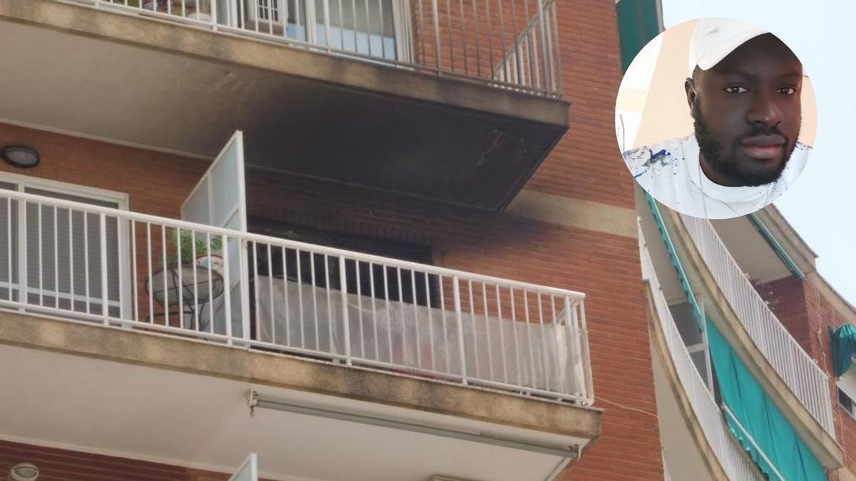 El balcón de la vivienda incendiada en Gandia.