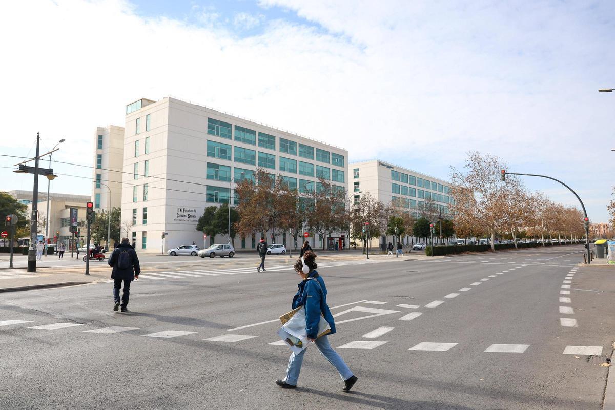 Estudiantes universitarios en el campus de Tarongers de la Universitat de Valencia