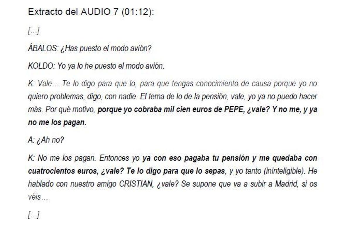 Transcripción de la conversación entre Koldo García y José Luis Ábalos el 23 de noviembre de 2023.