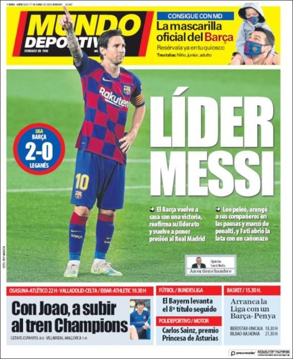 Portada MUNDO DEPORTIVO miércoles 17 junio 2020