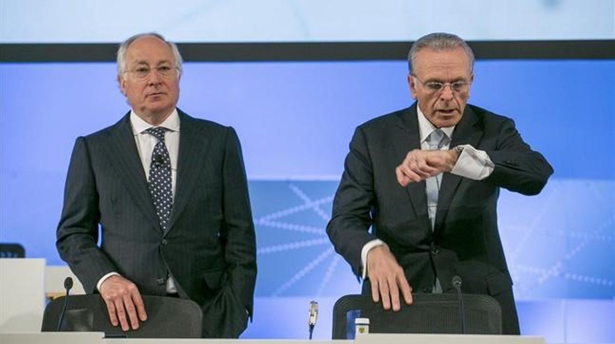 Juan María Nin (esquerra) i Isidre Fainé, el passat 24 d’abril, en la presentació dels resultats de CaixaBank. Juan María Nin (esquerra) i Isidre Fainé, el passat 24 d’abril, en la presentació dels resultats de CaixaBank.