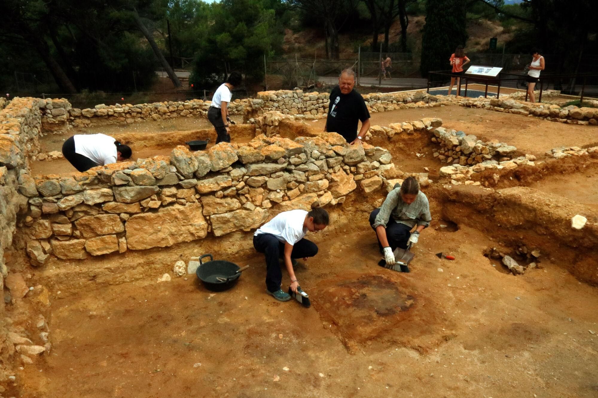 Pla general de la casa grega del segle V aC d'Empúries on s'han localitzat algunes restes de pintura mural