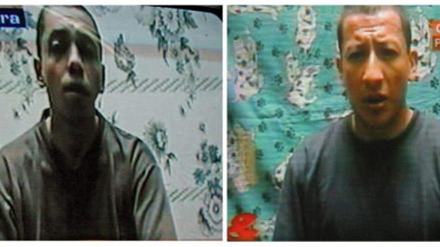 Combo de imágenes de archivo tomadas de un video enviado a la cadena Al Jazeera en el que se observa a Pablo Emilio Moncayo (i) y Livio José Martínez (d), secuestrados por las Fuerzas Armadas Revolucionarias de Colombia (FARC) el 21 de diciembre de 1997 en un cruento asalto guerrillero al cerro de Patascoy, base de comunicaciones del ejército en el departamento sureño de Nariño, fronterizo con Ecuador.