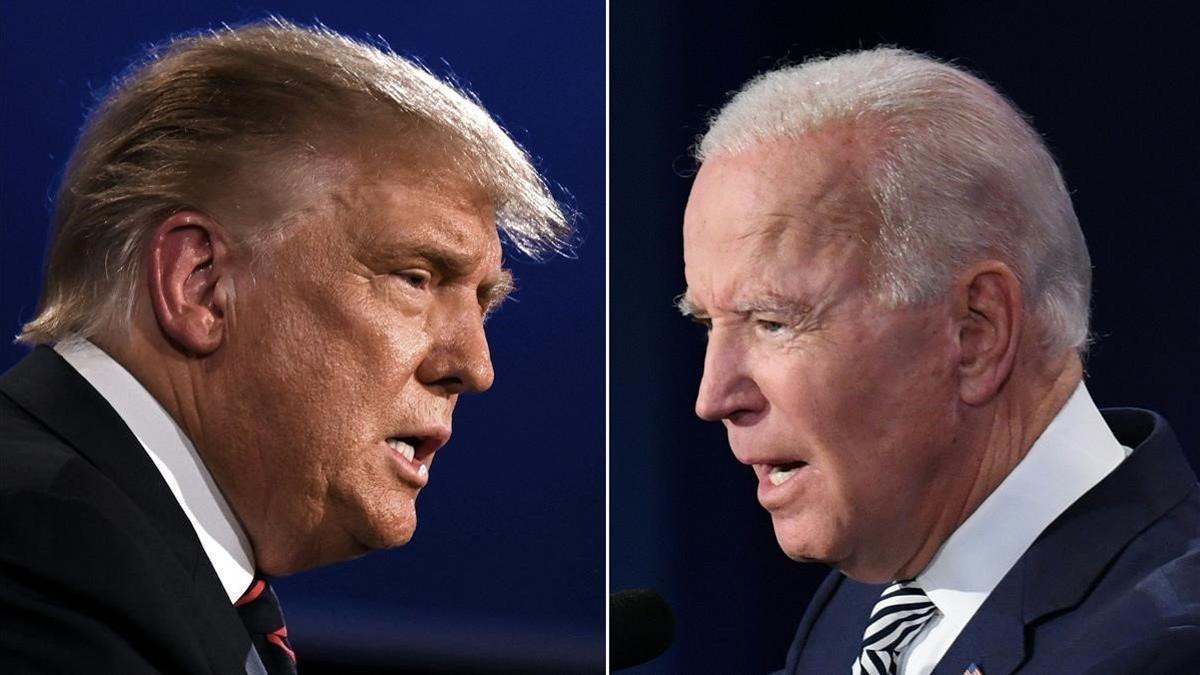 Donald Trump y Joe Biden, durante el primer debate electoral.