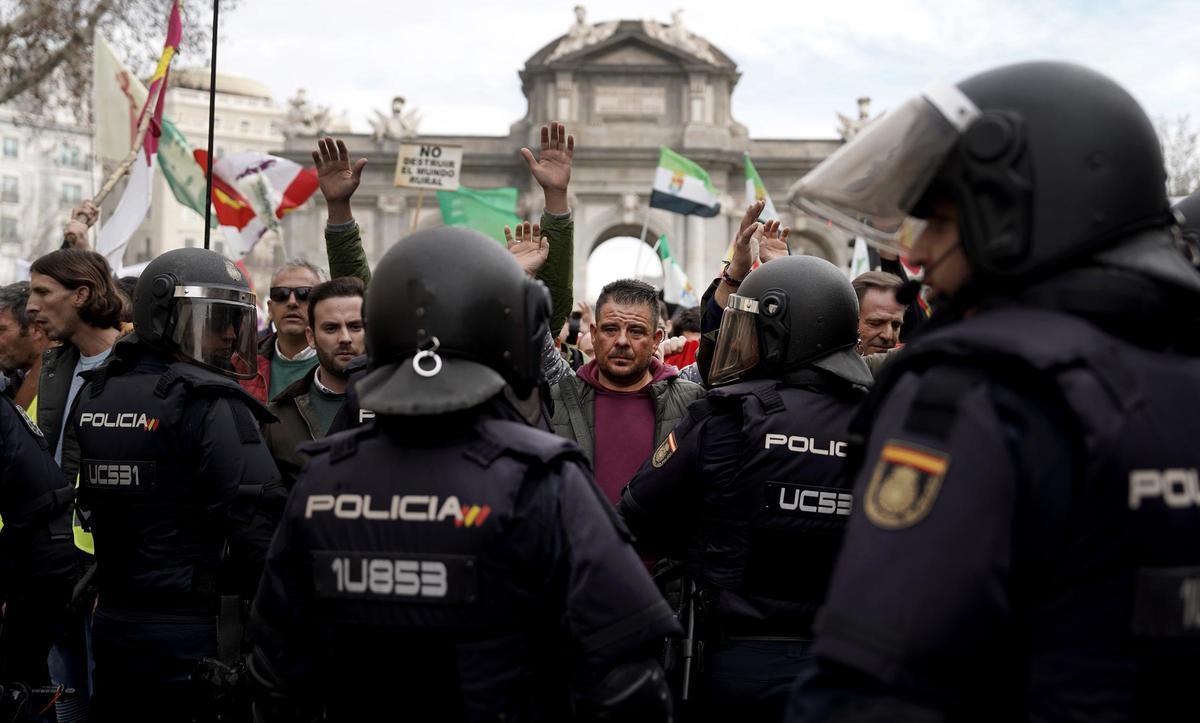 Manifestación de agricultores en Madrid, en imágenes