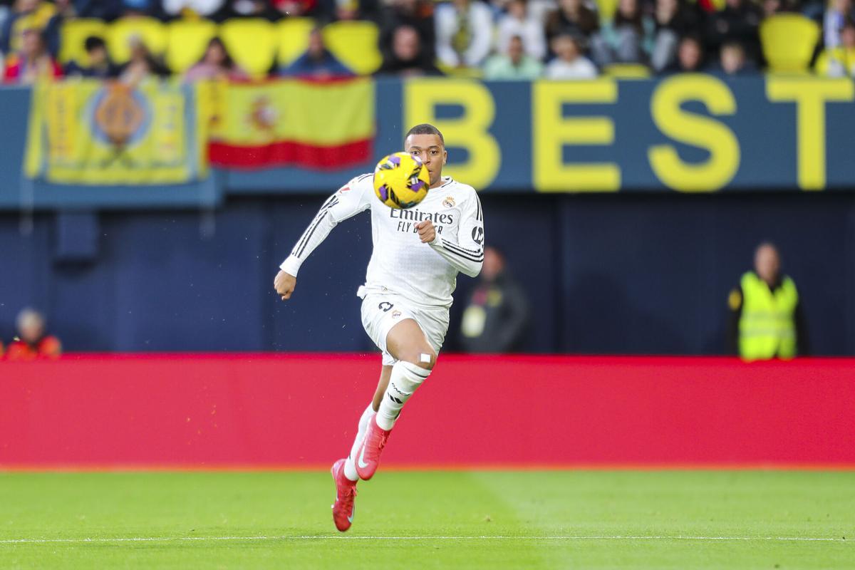 Kylian Mbappe of Real Madrid in action during the Spanish league, LaLiga EA Sports, football match played between Villarreal CF and Real Madrid CF at La Ceramica stadium on March 15, 2025, in Villarreal, Spain. AFP7 15/03/2025 ONLY FOR USE IN SPAIN. Ivan Terron / AFP7 / Europa Press;2025;SOCCER;SPORT;ZSOCCER;ZSPORT;Villarreal CF V Real Madrid CF - LaLiga EA Sport;