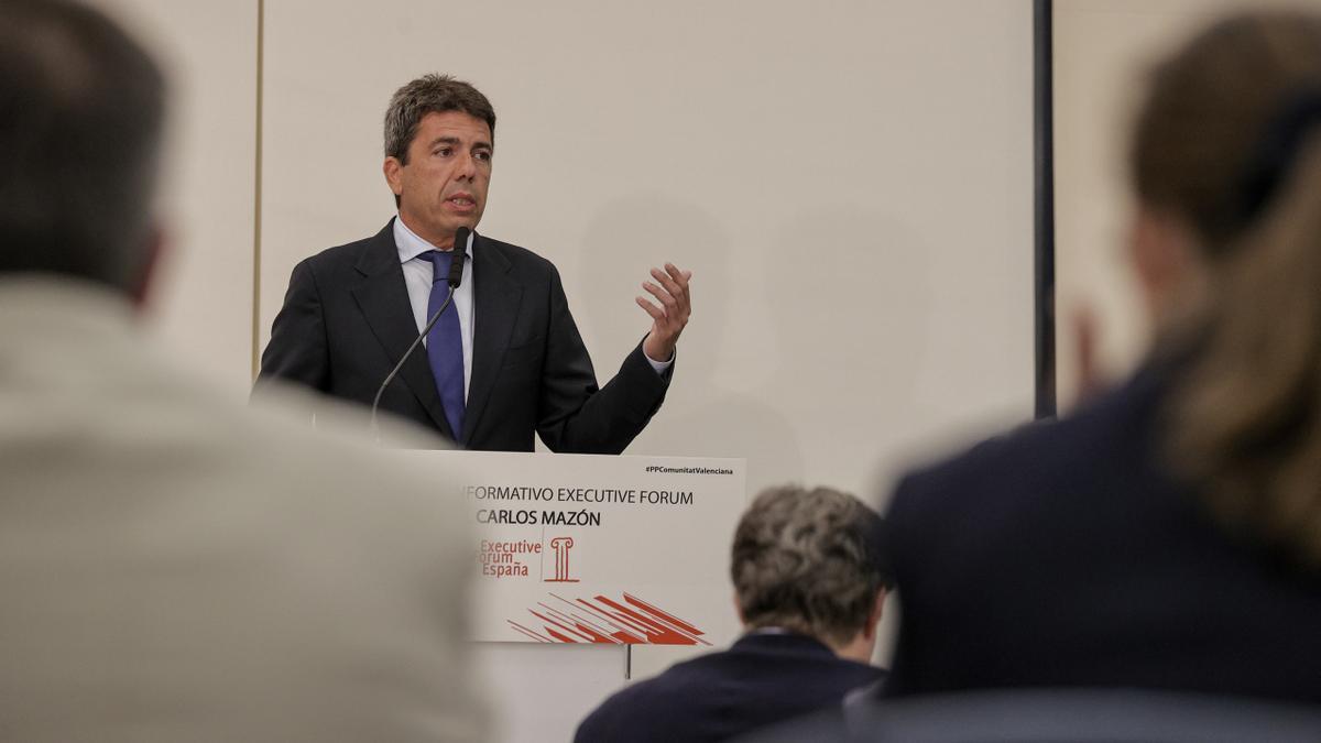 Carlos Mazón durante su intervención en el desayuno informativo del Executiva Forum España