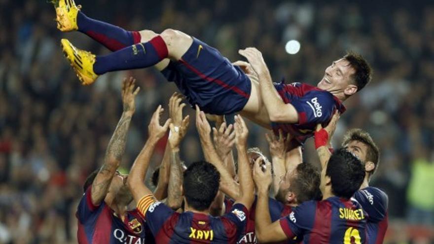 Messi celebra su marca histórica