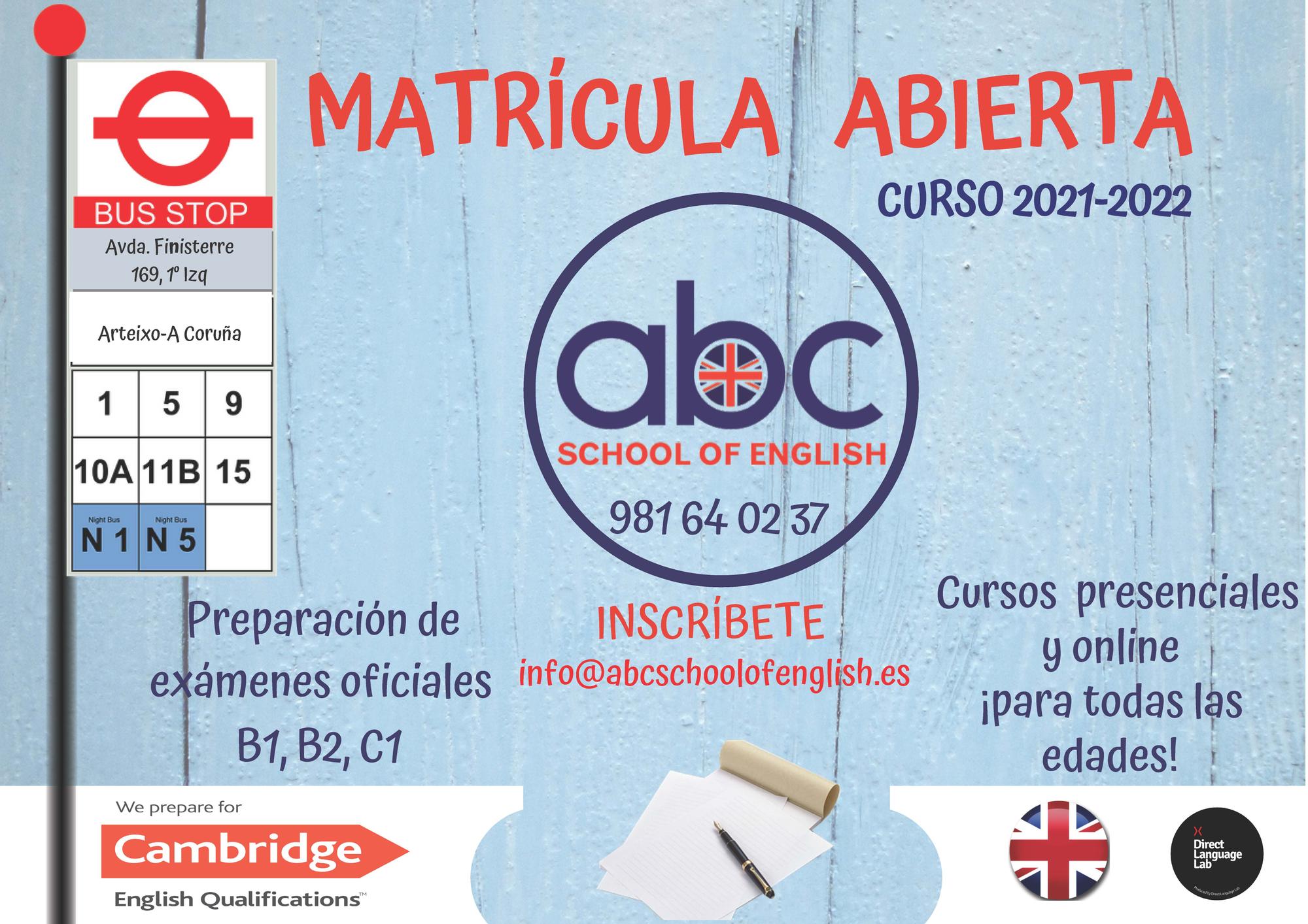 ABC School of English Arteixo abre el periodo de matriculaciones para el curso 2021-2022