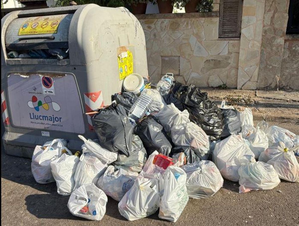 Residuos de todo tipo acumulados junto a un contenedor.
