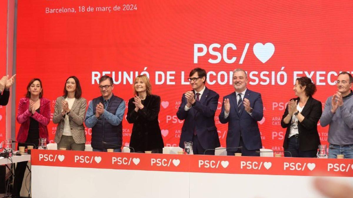 La nueva ejecutiva del PSC, reunida este lunes