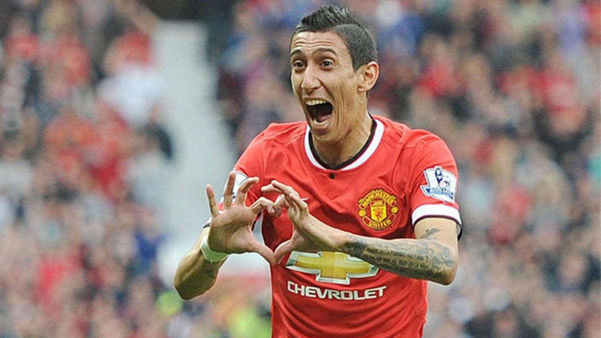 Di María, celebrando un gol con el Manchester United